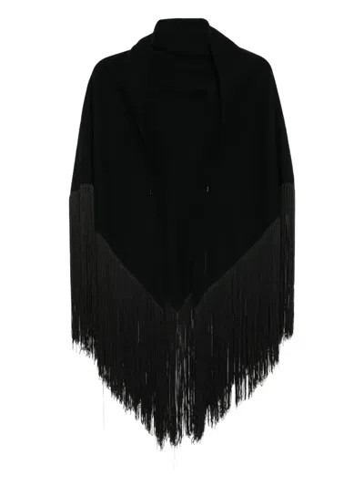 Pre-owned Dolce & Gabbana Shawl With Fringe In Black