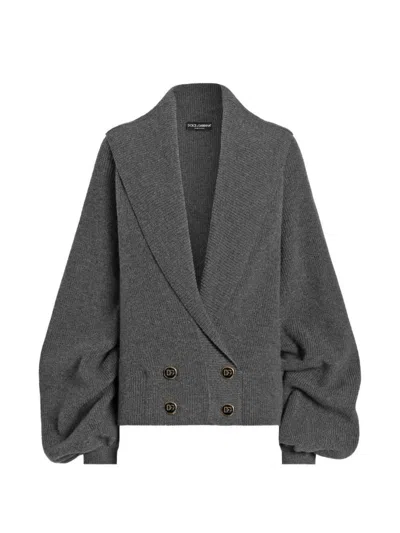 Dolce & Gabbana Shawl-collar Cardigan In Grey