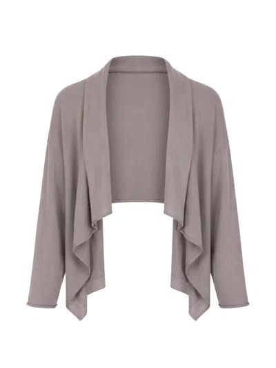 Dolce & Gabbana Shawl-lapel Cropped Cardigan In Gray