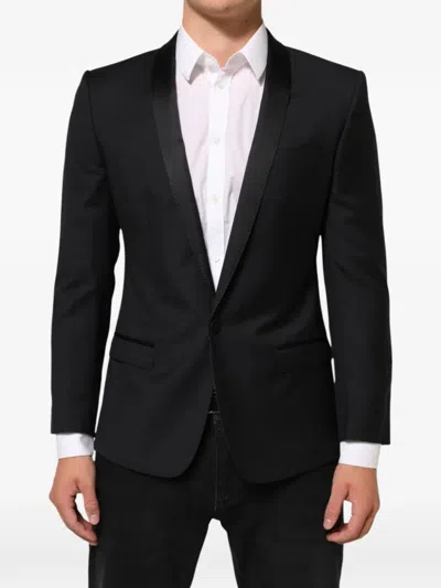 Dolce & Gabbana Single-breasted Wool Blazer With Peak Lapels In Black