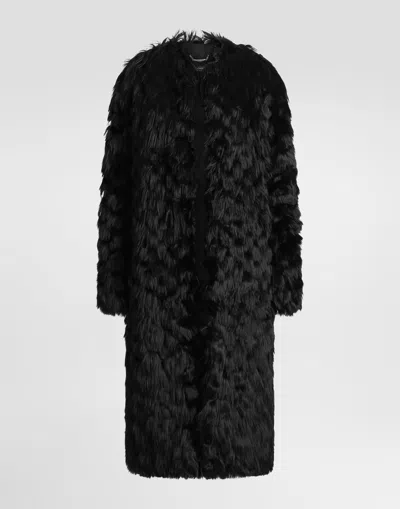 Dolce & Gabbana Shearling Coat In Black