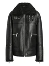 Dolce & Gabbana Shearling-collar Leather Jacket In Black