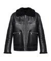 Dolce & Gabbana Shearling-collar Leather Jacket In Black
