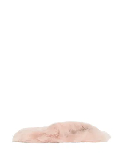 Dolce & Gabbana Shearling Flip-flops In Pink