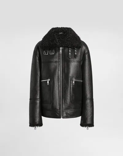 Dolce & Gabbana Shearling Jacket In Black
