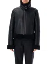 Dolce & Gabbana Shearling Trim High Collar Jacket In Black