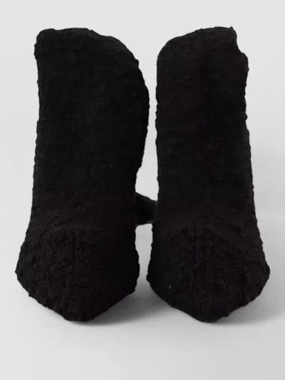 Dolce & Gabbana Shearling Knee High Boots Pointed Toe In Black