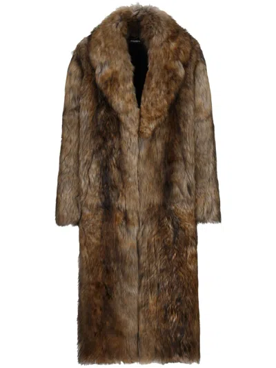 Dolce & Gabbana Langer Shearling-mantel In Brown