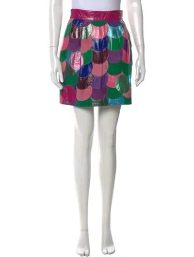 Pre-owned Dolce & Gabbana Shearling Mini Skirt In Multi