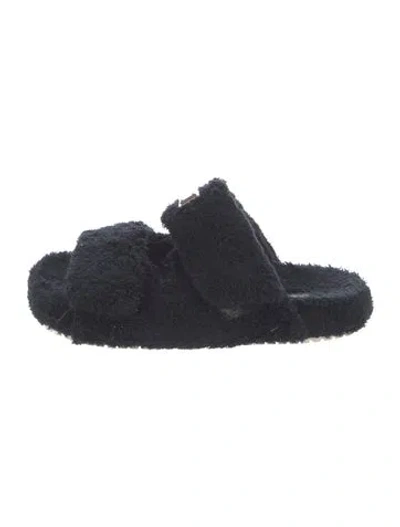 Pre-owned Dolce & Gabbana Shearling Slides In Blue