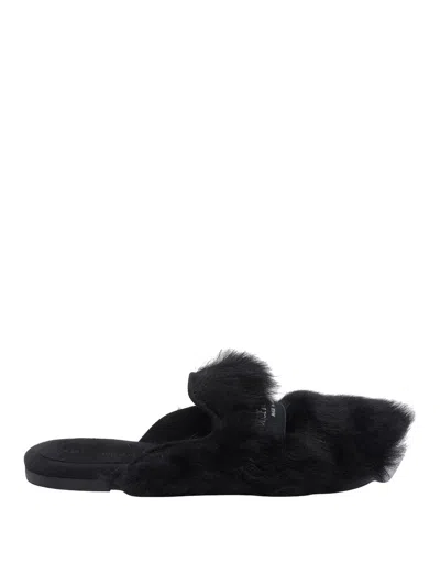 Dolce & Gabbana Sheepskin And Suede Sandals In Black