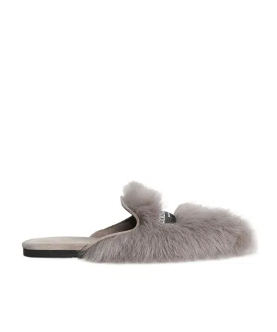 Dolce & Gabbana Slingback Mules In Gray