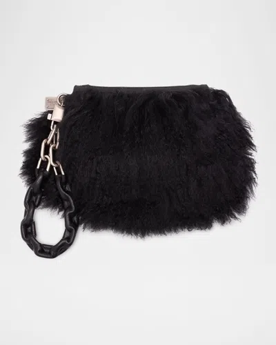 Dolce & Gabbana Shearling Wristlet Clutch Bag