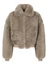 Dolce & Gabbana Shearling Jacket With Hood In Brown