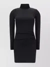 DOLCE & GABBANA SHEATH MINI DRESS WITH TURTLENECK AND RUCHED DETAILING