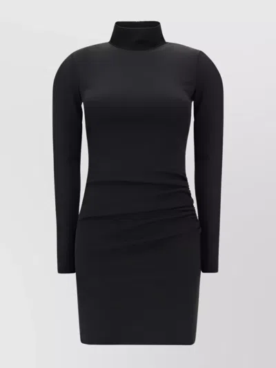 DOLCE & GABBANA SHEATH MINI DRESS WITH TURTLENECK AND RUCHED DETAILING