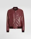 Dolce & Gabbana Sheepskin Bomber Jacket In Bordeaux