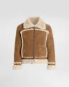 Dolce & Gabbana Suede Shearling Jacket In Brown