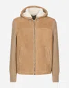 Dolce & Gabbana Sheepskin Jacket With Knit Inserts And Hood In Beige