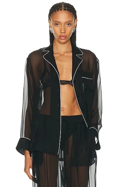 Dolce & Gabbana Sheer Button Up Top In Black