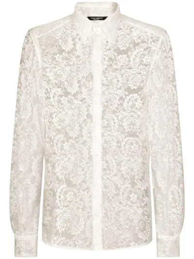Dolce & Gabbana Sheer-coverage Lace Shirt In White