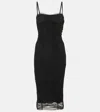 Dolce & Gabbana Sheer Draped Tulle Midi Dress In Black