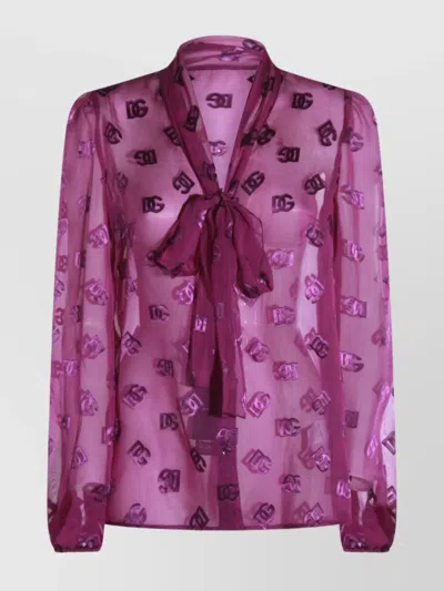 Dolce & Gabbana Sheer Fabric Top Bow Detail In Pink