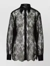 Dolce & Gabbana Black Slim Shirt With Satin Details In Chantilly Lace Woman In Black