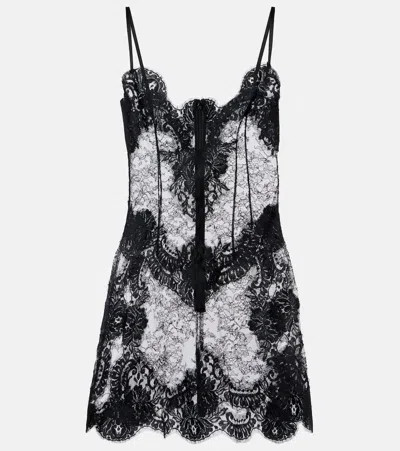 Dolce & Gabbana Sheer Lace Minidress In Black