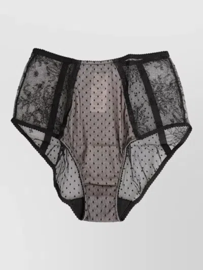 Dolce & Gabbana Sheer Lace Polka Dot High Waist Brief