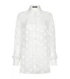 Dolce & Gabbana Devoré Satin Pussy-bow Shirt With All-over Dg Logo