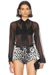 Dolce & Gabbana Sheer Long Sleeve Blouse In Black