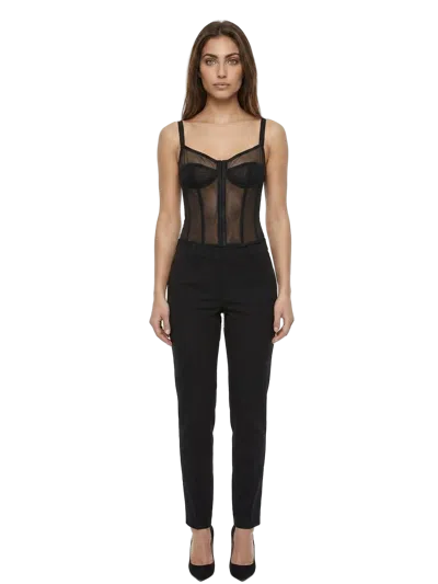 Dolce & Gabbana Sheer Mesh Bustier Bodysuit In Black