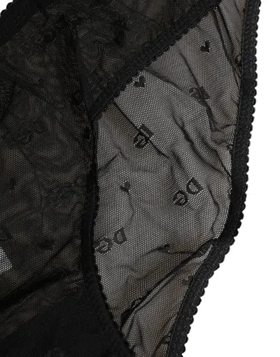 Dolce & Gabbana Sheer Mesh Lace Logo Brief In Black