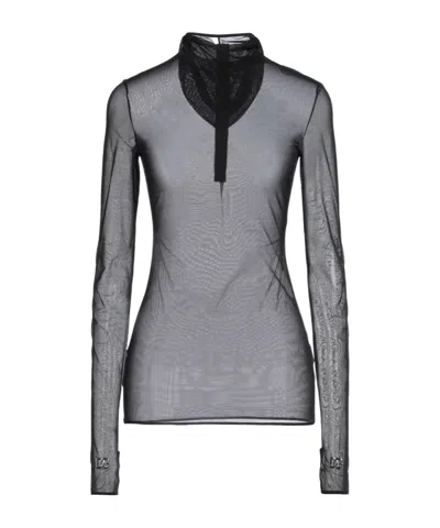 Dolce & Gabbana Sheer Mesh Long Sleeve Hoodie In Black