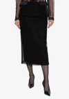 Dolce & Gabbana Sheer Mesh Midi Pencil Skirt In Black