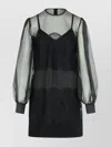 Dolce & Gabbana Sheer Overlay Lace Detailing Long Sleeves Dress