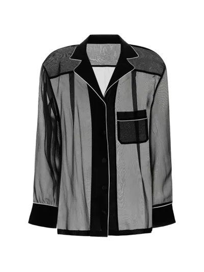 Dolce & Gabbana Sheer Piping-detail Shirt In Black