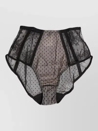 Dolce & Gabbana Sheer Polka Dot Lace High Waist Briefs