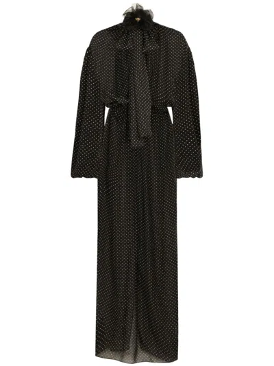 Dolce & Gabbana Polka-dot Print Maxi Dress In Black