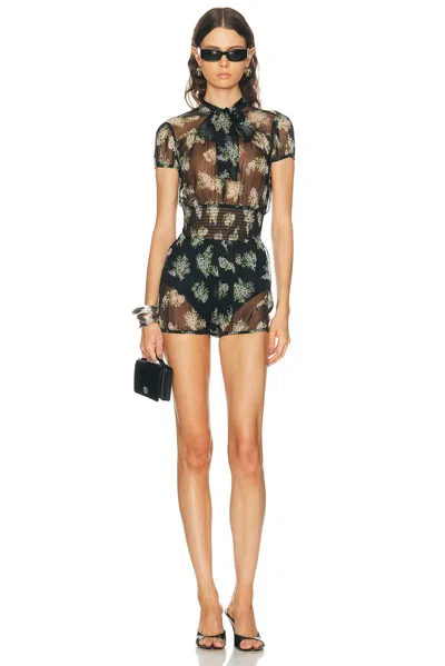 Dolce & Gabbana Sheer Short Sleeve Romper In Black