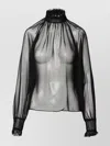 Dolce & Gabbana Sheer Silk Blouse Gathered Neckline