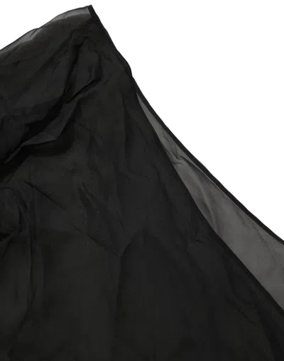 Dolce & Gabbana Sheer Silk Chiffon One-shoulder Wrap Blouse In Black