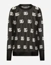 Dolce & Gabbana Sheer Sweater With All-over Dg Logo In Multicolor