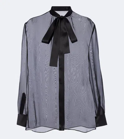 Dolce & Gabbana Sheer Tie-neck Silk Chiffon Blouse In Black