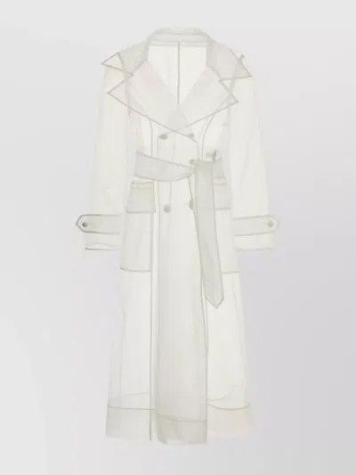 Dolce & Gabbana Sheer Trench Coat Organza Belted In White