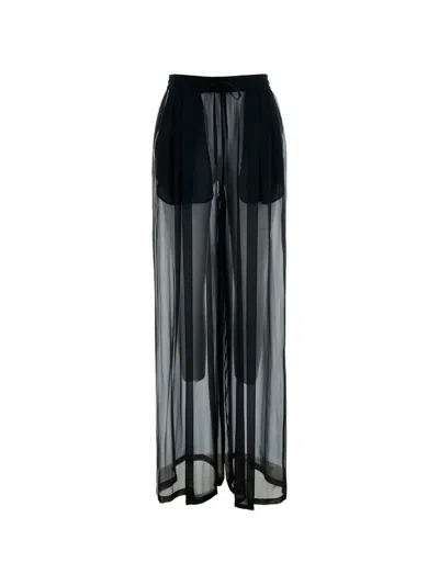 Dolce & Gabbana Sheer Wide-leg Trousers In Black