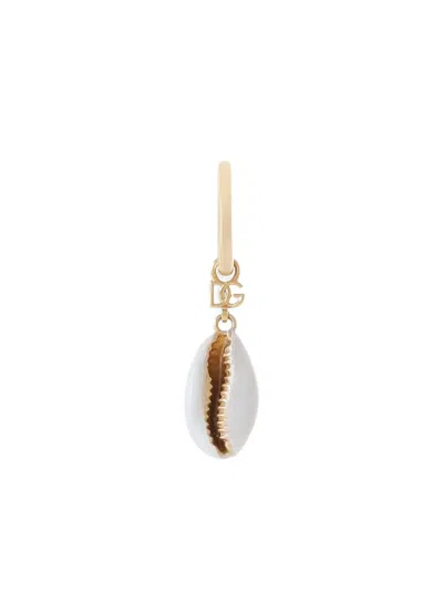 Dolce & Gabbana Shell-pendant Earring In Gold