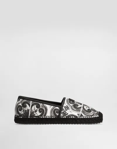 DOLCE & GABBANA SHELL-PRINT CANVAS ESPADRILLES