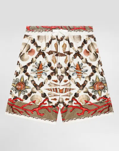 Dolce & Gabbana Shell-print Cotton Terry Bermuda Shorts In Multi